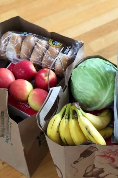 two bags of groceries